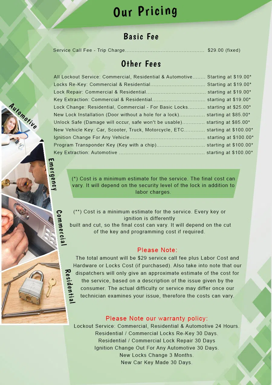 Yorba Linda Locksmith Yorba Linda, CA 714-933-1270 - Pricelist-2