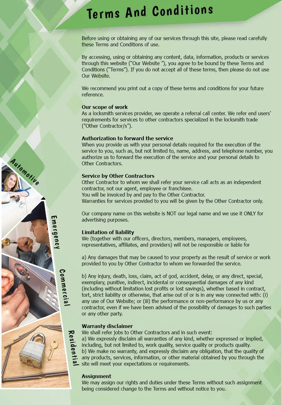 Yorba Linda Locksmith Yorba Linda, CA 714-933-1270 - TermsAndConditions-2